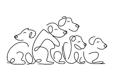 Minimalist line art dogs