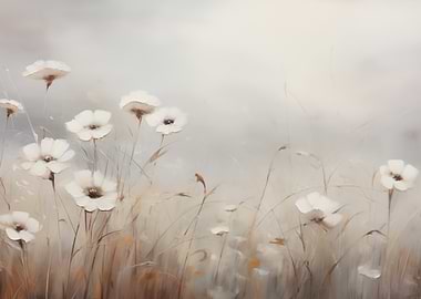 White Poppies in a Field