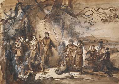 Group of people gathered under a tree