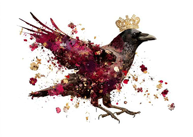 Majestic Crow with Golden Crown