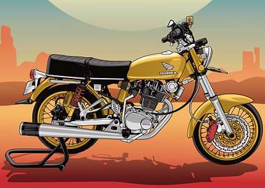 Vintage Honda Motorcycle Illustration
