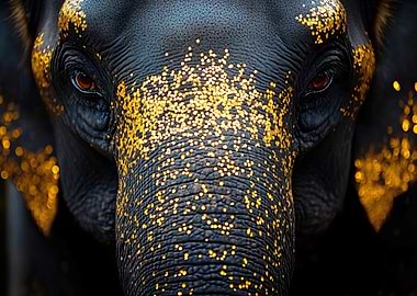 Elephant with Gold Glitter