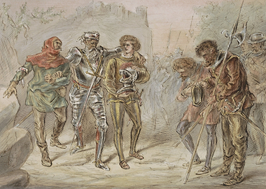 Knights and Soldiers in a Medieval Scene