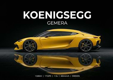 Yellow Koenigsegg Gemera Sports Car poster