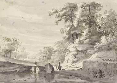 Rural Landscape with Figures and Water