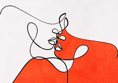 Abstract Kiss Line Art