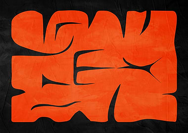 Orange Graffiti Text on Black Background