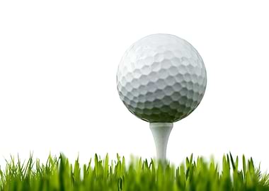 Golf ball on a tee in grass