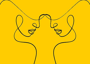 Abstract Faces Line Art