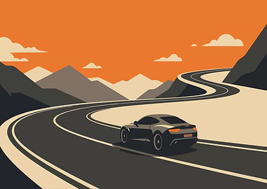 Car on a Winding Mountain Road