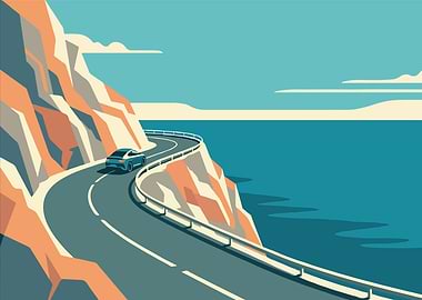 Car on a Coastal Road