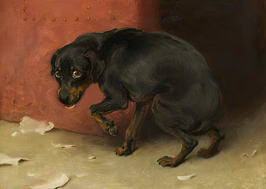 Scared Dog Hiding, briton riviere art