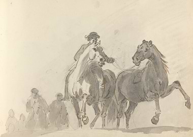 Sketch of Horses and Riders