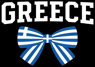 Greece text with Greek flag bow tie