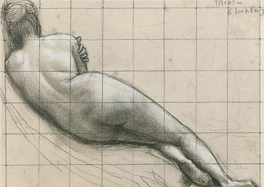 Nude Figure Study with Grid