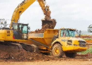 Excavator Loading Dump Truck