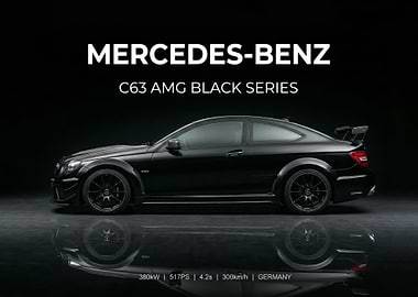 Black Mercedes-Benz C63 AMG poster