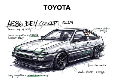 Toyota AE86 BEV Concept Sketch
