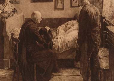 Priest comforting a dying person