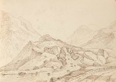 Mountain Landscape with River and Figures