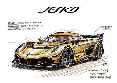 Koenigsegg Jesko Mansory Forged Carbon Package Sketch