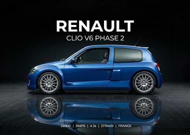 Renault Clio V6 Phase 2 blue car