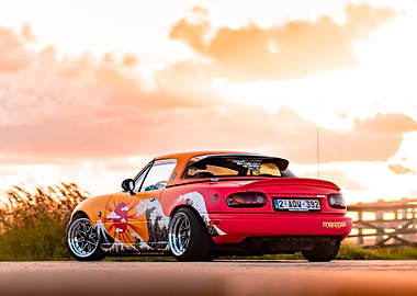 Mazda Miata with Japanese Wave Decal