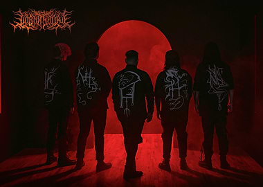 Band Posing in Front of Red Circle