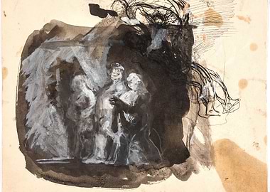 Sketch of figures in a dark setting