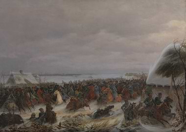 Winter Battle Scene with Cavalry