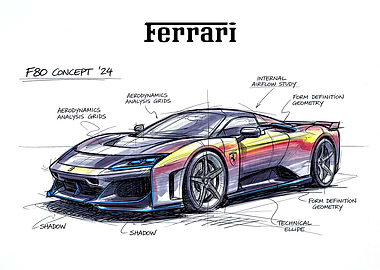 Ferrari F80 Concept Car Sketch