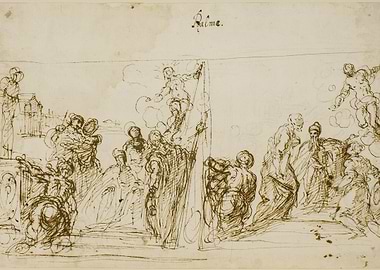 Religious Scene with Figures and Angels