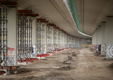 Underpass Construction with Graffiti