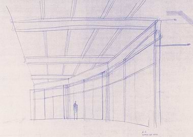 Architectural sketch of a modern building interior