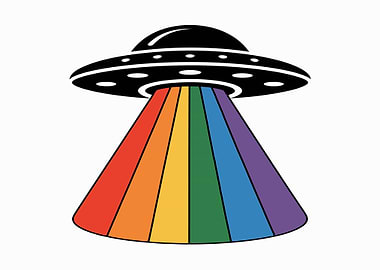 UFO beaming rainbow light