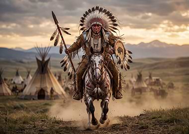 Native American Chief on Horseback