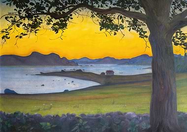 Sunset over a Coastal Landscape