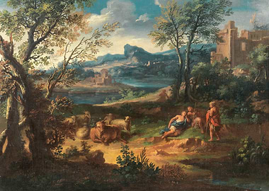 Pastoral Landscape with Shepherds and Sheep