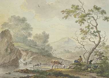 Pastoral Landscape with Figures and Animals