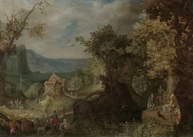 Pastoral Landscape with Figures and Animals