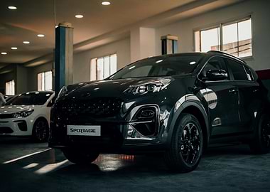 Dark Kia Sportage in Showroom