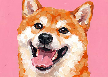 Happy Shiba Inu Dog Painting