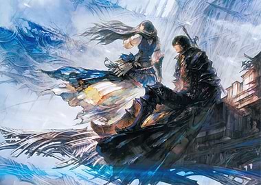 Final Fantasy Characters in Ethereal Landscape