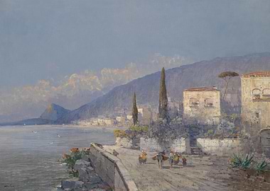 Coastal Italian Village Scene