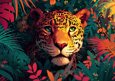 Leopard in a Lush Jungle