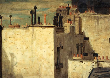 Parisian Rooftops with Chimneys