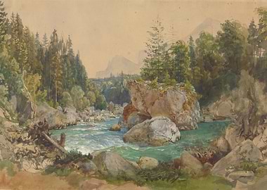 Mountain River Landscape Painting