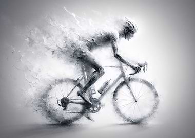 Road Bike Cyclist Dissolving into Dust
