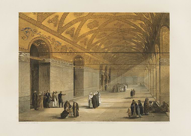 Interior of a grand hall with people