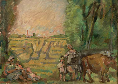 Rural Scene with Figures and Cattle